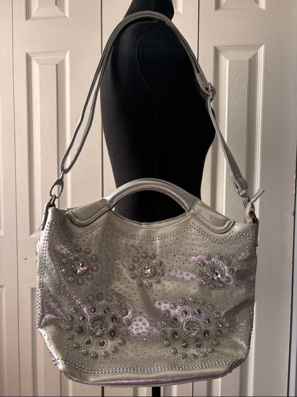 Silver Embellished Women's Shoulder Bag